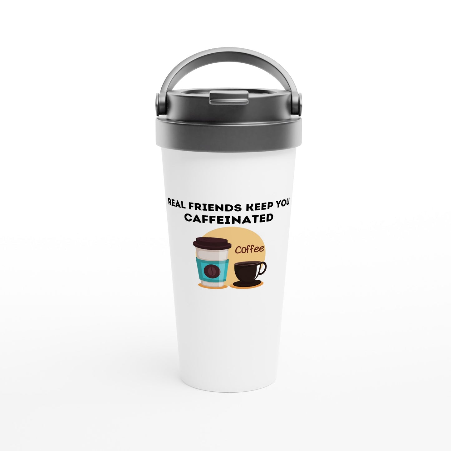 White 15oz Stainless Steel Travel Mug