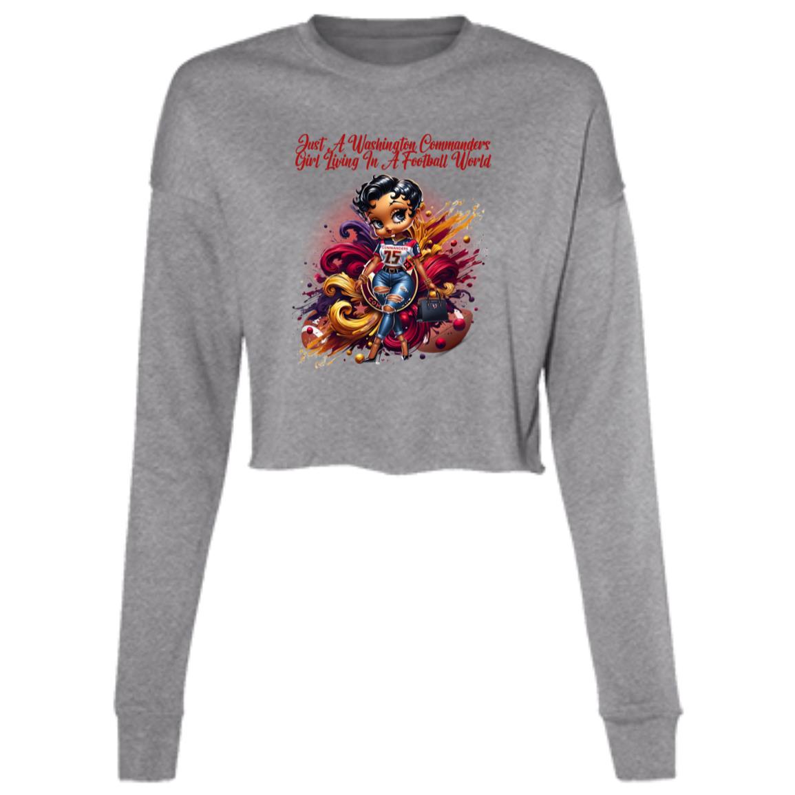 ORIGINAL JUST A FOOTBALL GIRL LIVING A FOOTBALL WORLD PNG B7503 Ladies' Cropped Fleece Crew