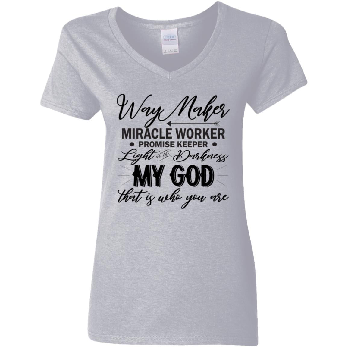 010 WAY MAKER MIRACLE WORK 1 G500VL Ladies' 5.3 oz. V-Neck T-Shirt