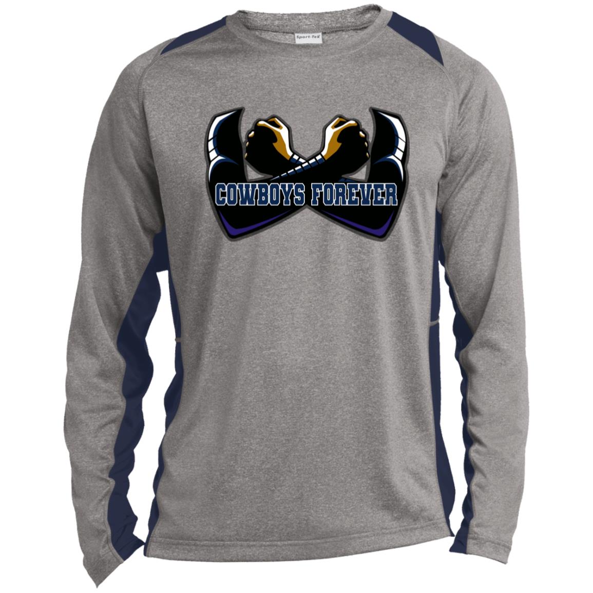 CowboysForever110522PNG ST361LS Long Sleeve Heather Colorblock Performance Tee