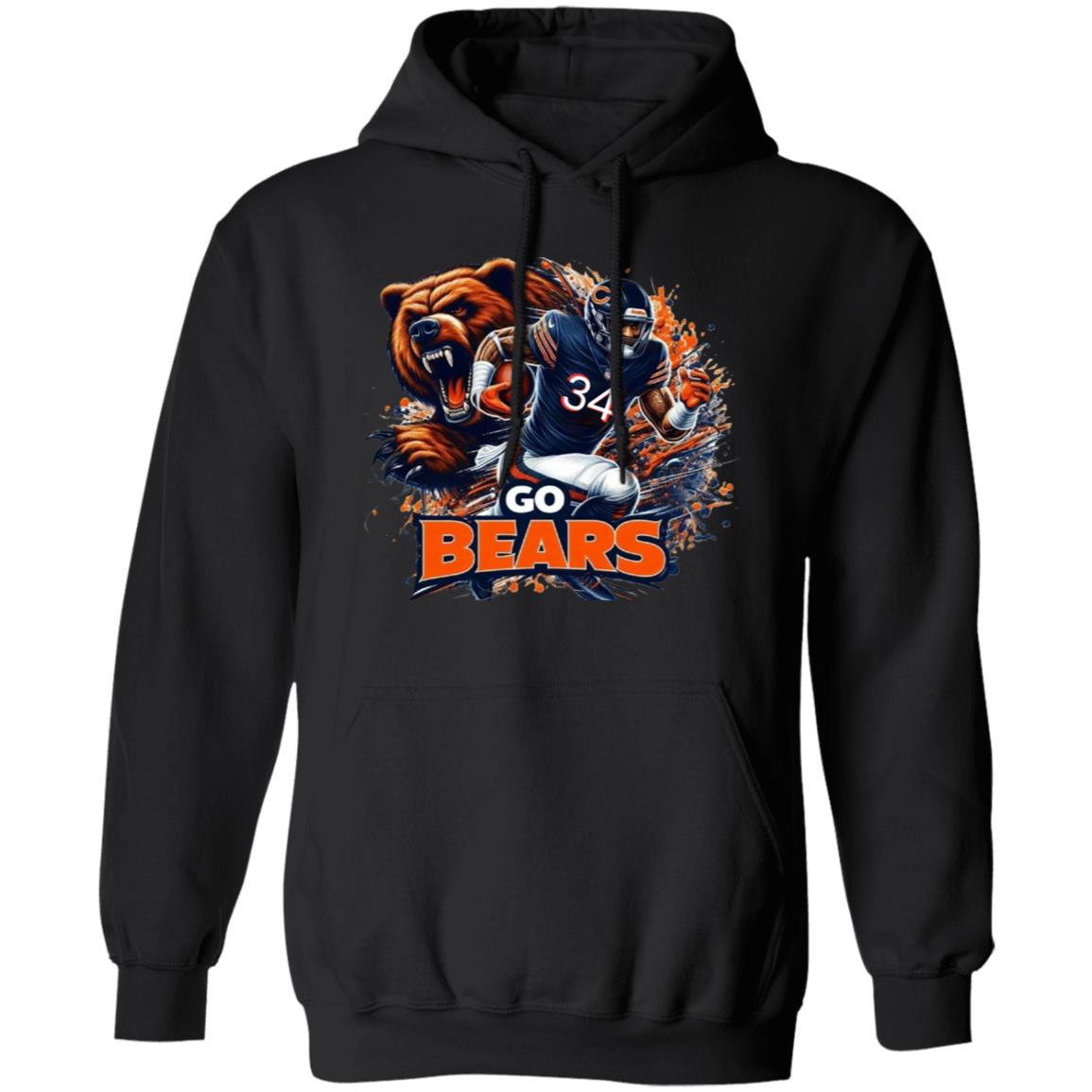 ChIcago Bears Sports Printed on the Front or Back G185 Gildan Pullover Hoodie