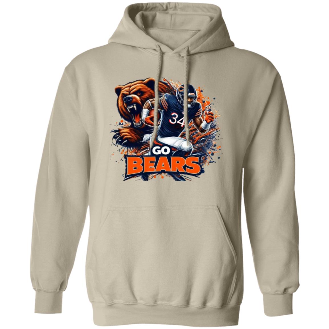 ChIcago Bears Sports Printed on the Front or Back G185 Gildan Pullover Hoodie