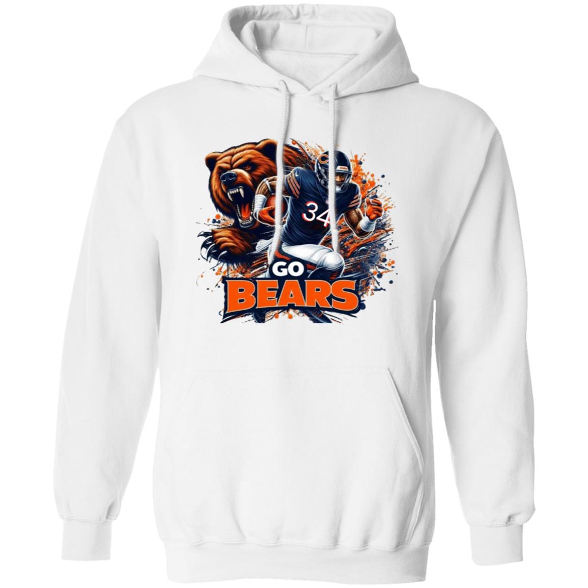 ChIcago Bears Sports Printed on the Front or Back G185 Gildan Pullover Hoodie