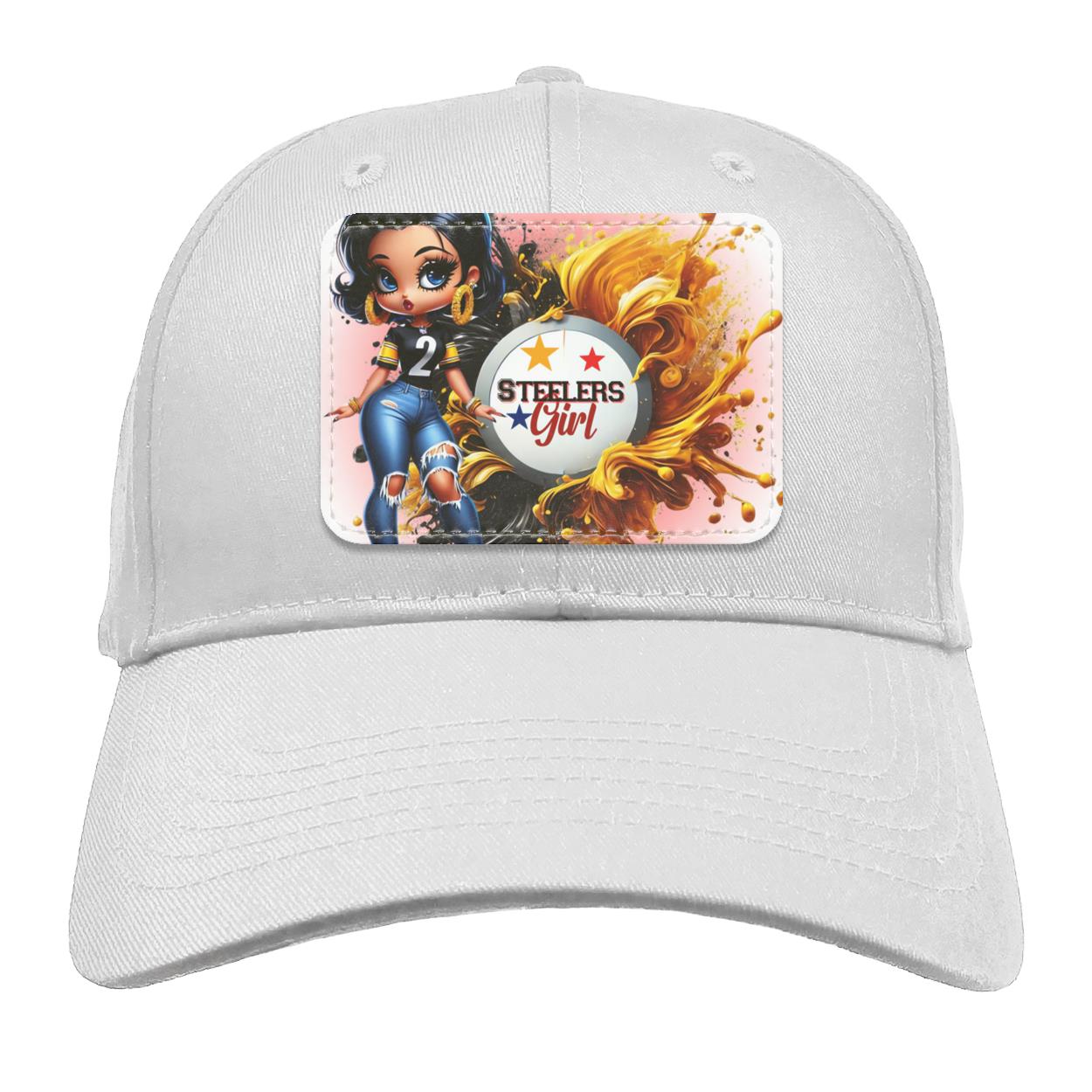 JUST A STEELERS GIRL IN A STEELERS WORLD BX020 Structured Twill Cap