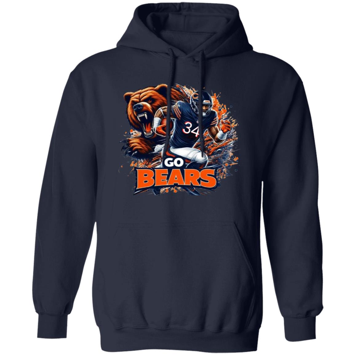 ChIcago Bears Sports Printed on the Front or Back G185 Gildan Pullover Hoodie