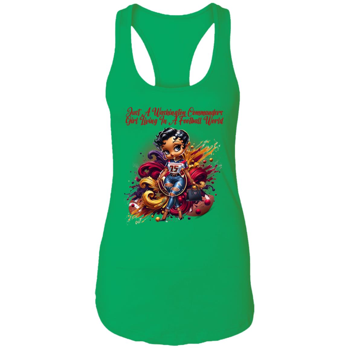 JUST A FOOTBALL GIRL LIVING A FOOTBALL WORLD NL1533 Ladies Ideal Racerback Sports T Shirt Tank