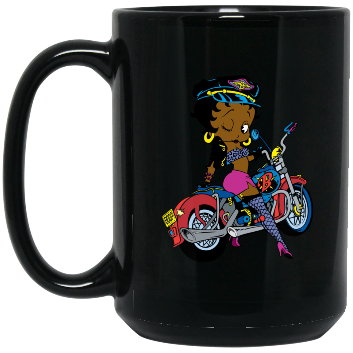 MOTORCYCYLE BETTY BOOP BM15OZ 15 oz. Black Mug