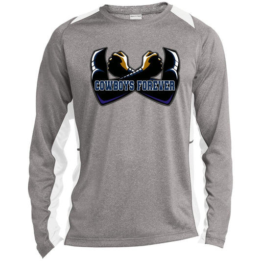 CowboysForever110522PNG ST361LS Long Sleeve Heather Colorblock Performance Tee