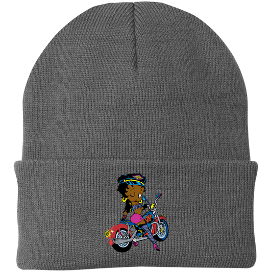 BETTY BOOP BLK CP90 Embroidered Knit Cap