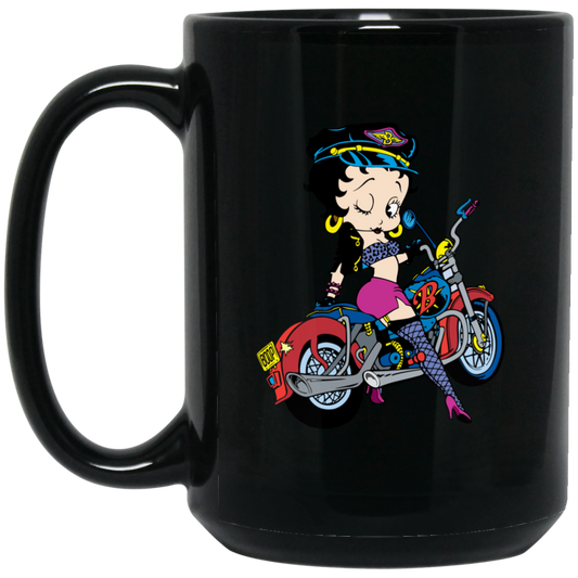 MOTORCYCLE BETTY BOOP BM15OZ 15 oz. Black Mug